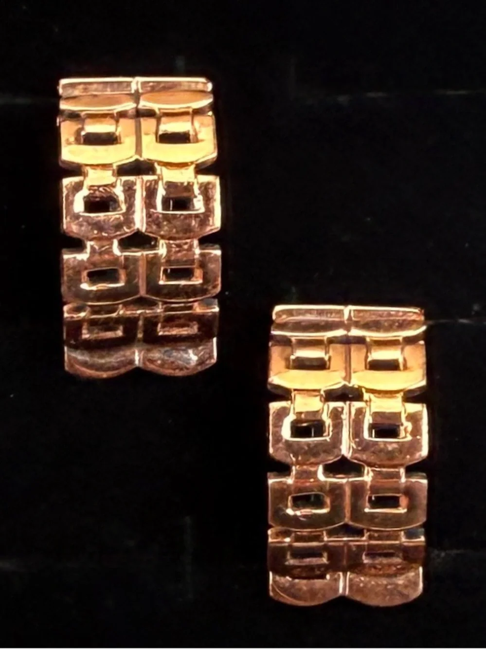 Vintage Renoir Copper Geometric MCM Clip On Earrings Mid Century - Picture 4 of 9